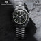 Pagani Design chronograph watch with black dial and silver stainless steel bracelet by Alcom Distribution