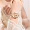 Fashionable quartz timepiece for women with a rose gold square dial and metal bracelet by Alcom Distribution