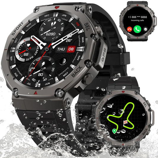 Alcom Distribution rugged waterproof AMOLED display smartwatch with metal bezel GPS map and incoming call screen