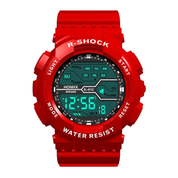 Alcom Distribution large LED waterproof watch in red with digital display and water resistance