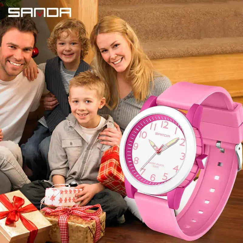 Children's shock resistant watch by Alcom Distribution in pink with easy-to-read dial and durable design