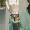 Shourui quartz wristwatch for women with vintage round face and braided leather strap