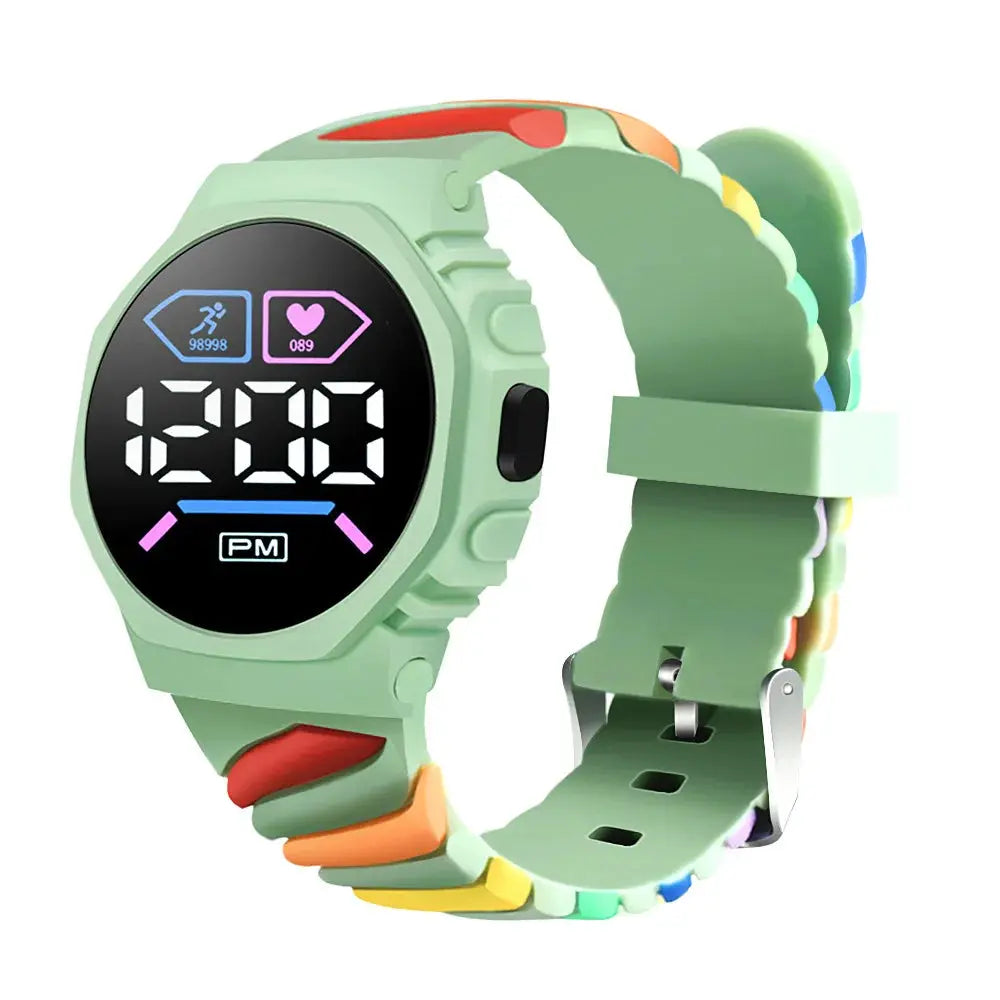Alcom Distribution silicone rainbow watch for children with digital display and colorful silicone band
