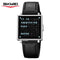 SKMEI 2388 men's digital watch with unique word display and black leather strap from Alcom Distribution