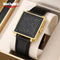 SKMEI 2388 men's digital watch with gold square case and black leather strap by Alcom Distribution