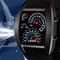 Alcom Distribution black racing dashboard LED sports watch with curved rectangular face strap speedometer gauges illuminated