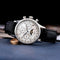 Sugess mechanical chronograph watch with silver case white dial and black leather strap by Alcom Distribution