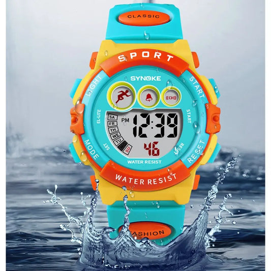 Alcom Distribution colorful kids digital watch with water resistant feature and sporty design