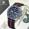 Stylish titanium diving watch with black strap and blue dial for underwater adventures