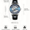 Alcom Distribution luxury skeleton mechanical watch for men silver case blue skeleton dial black leather strap 43mm automatic