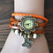Alcom Distribution vintage butterfly bracelet watch with orange braided leather and decorative beads