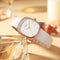 Elegant waterproof quartz watch by Alcom Distribution with white leather strap and rose gold case