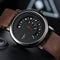 Yazole men's quartz watch with black unique dial and brown leather strap by Alcom Distribution