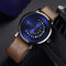 Yazole men's quartz watch with blue dial and brown leather strap by Alcom Distribution