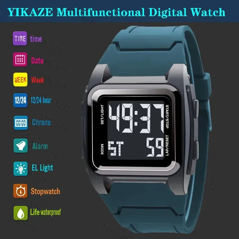 Alcom Distribution Yikaze multifunctional digital watch with 50M waterproof watch feature and blue strap